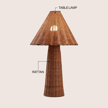 Kara 26.5" Modern Coastal Woven Rattan Tapered Cylinder LED Table Lamp